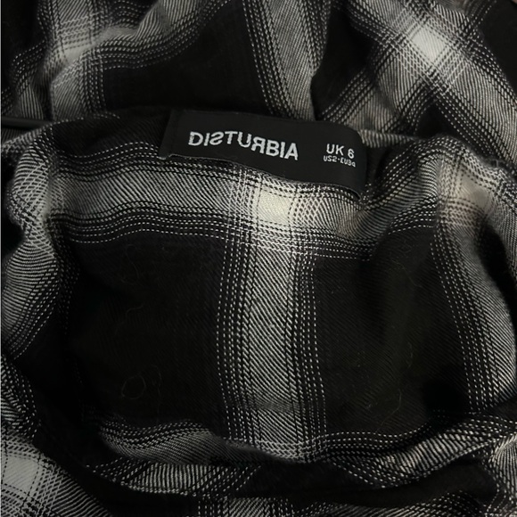 Disturbia Singles Plaid Gingham Black and White Wide Leg Jumpsuit - Picture 6 of 6